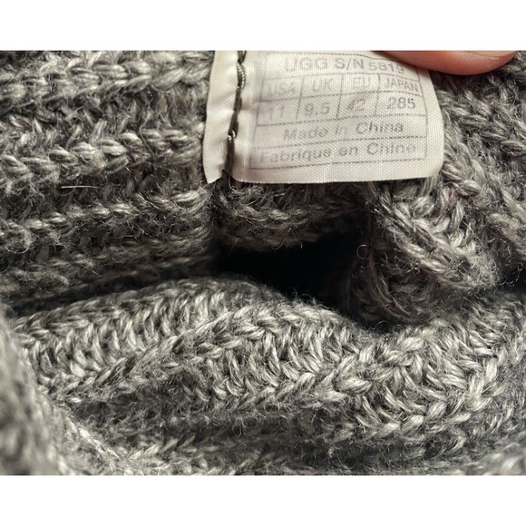 UGG Classic Cardy Winter Boots Womens 11 Gray Sweater Fold Over tall soft - Picture 9 of 10